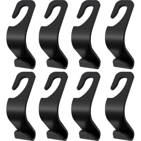 8 Pcs Car Headrest Hooks, Car Storage Hooks for Handbags and Purses Coats Grocery Bags (Black) (1/5)