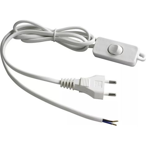 TrAdE Shop Traesio - Cavo Alimentazione Bianco Presa Elettrica Interruttore 2gx0.75mm 1.5mt Bipolare -