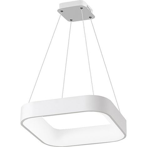 CHOPIN - Suspension LED carrée 60W, 3000K, Lumière Chaude, Structure en Métal Blanc, Diffuseur en Méthacrylate, IP20 - Groupe Rossini (1/5)