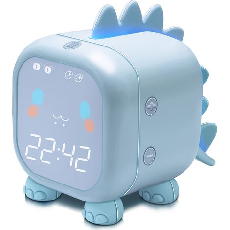 Réveil enfant dinosaure, horloge numérique chambre enfant, réveil lumineux enfant avec veilleuse, réveil éducatif sommeil bleu, réveil de chevet USB cadeau anniversaire garçon fille (1/5)
