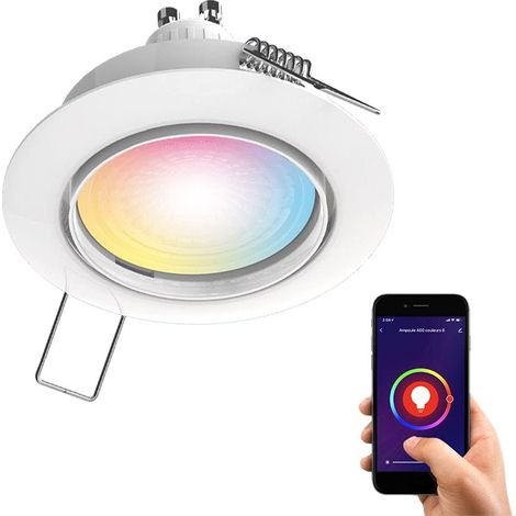 Spot LED Encastrable pour Plafond - Aluminium Brossé - Ampoule Connectée GU10 5W - Éclairage Blancs et Couleurs - Compatible Tuya Smart (1/5)