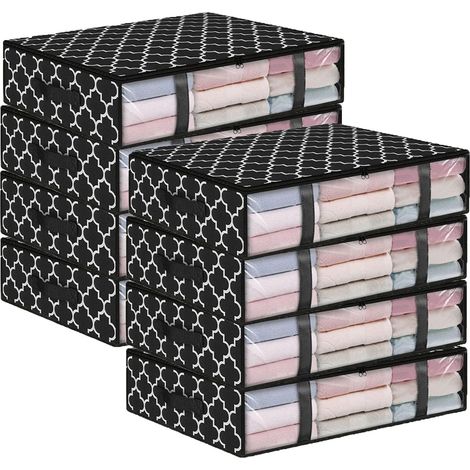 rangement sous le lit, caisserangement sous lit, sac rangement sous lit pour linge lit, couvre-lit, coussin chaussures, sac rangement pliable avec fermeture éclair et fenêtre transparente (1/5)