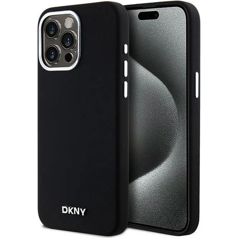 Dkny DKHMP15XSMCHLK iPhone 15 Pro Max6.7 custodia rigida nera/nera in silicone liquido con piccolo logo in metallo e MagSafe (1/5)