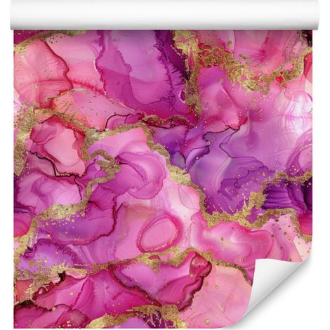 Papier peint violet encre, rose poudré et rouge 50x1000 cm (1/5)