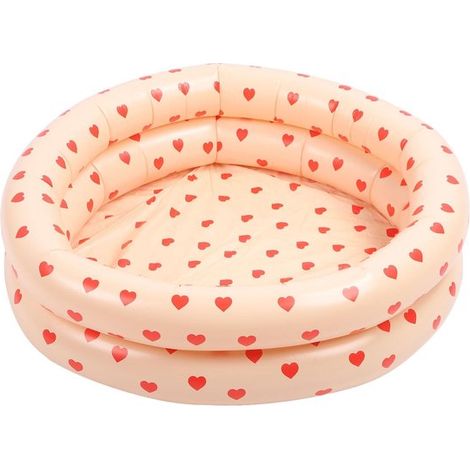 Dailygoody - Runder aufblasbarer Pool - Vintage-Herzmuster - Dickeres Kinderbecken - Rosa - Babybecken - Geeignet für Kinder - Haus-Ozeanball (1/5)