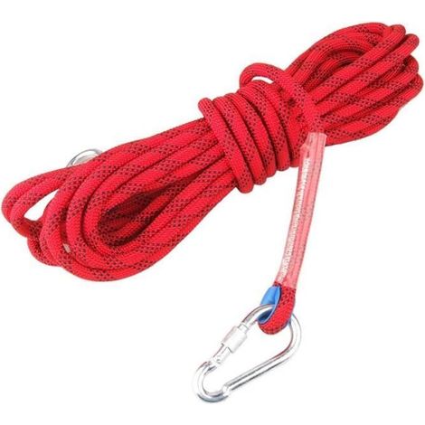 Corde de protection 10M avec mousquetons pour l\'escalade plein air - WINOMO - Rouge - Polyester - Multisport-Ywey (1/5)