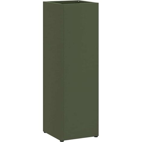 Porte-parapluie avec rangement, vert olive, 15,5 x 15,5 x 49 cm, métal. (1/5)