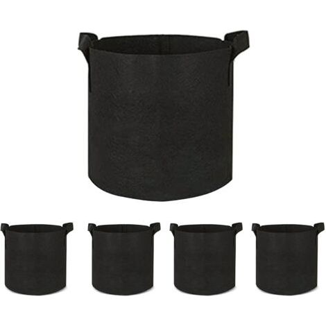 Pair - Sac de jardinage, portable, 30x25/35x30 cm, paquet de 5, noir (1/5)
