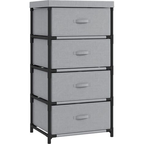 Cassettiera in tessuto con 4 cassetti e struttura in acciaio 42 x 32 x 80 cm grigio nero HOMVRA (1/5)