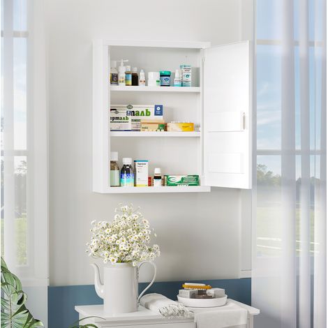 MEUBLIV Armoire murale 40x15x53,5 cm blanche – 3 compartiments, verrouillable (1/5)