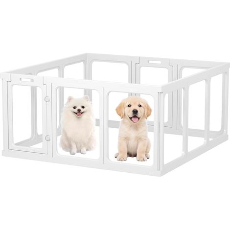 12PCS Enclos Chien Acrylique Transparent 128x128x60cm Blanc (1/5)