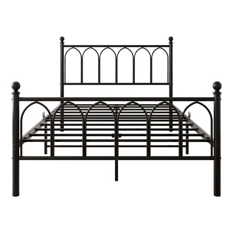 Metall Bettrahmen mit Vintage Kopf und Fußplatte, USB-Ladestation, LED-Bettrahmen, Heavy Duty Stahl Slat Unterstützung, Reichweite Unterbett-Speicher, Keine Box-Feder erforderlich