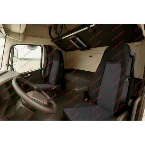 Komplett-Set 1+1 Sitzbezüge aus Kunstleder für VOLVO FH Euro 6 2016–2020 – schwarz