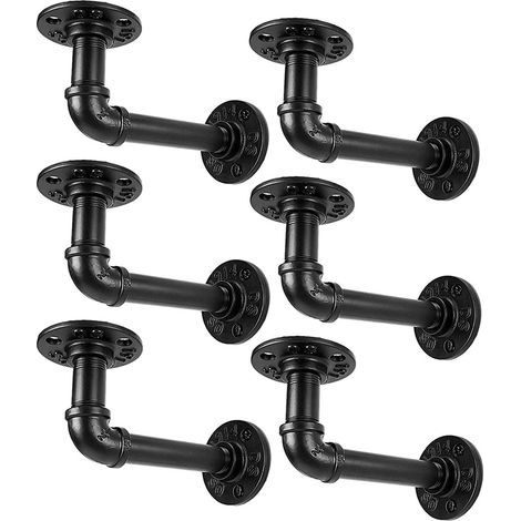 Staffe per mensole industriali a tubo per mensole da 8, 10 e 12 pollici, nere, staffa a L in metallo per montaggio a parete – Robusta e decorativa staffa per mensola a parete in stile rustico vintage (1/5)