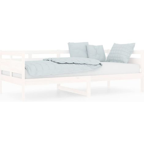 Lit adulte pour 1 personnes, Structure de lit, Assemblage Facile, Lit de jour Blanc Bois massif de pin 90x200 cm OIB9393E (1/5)