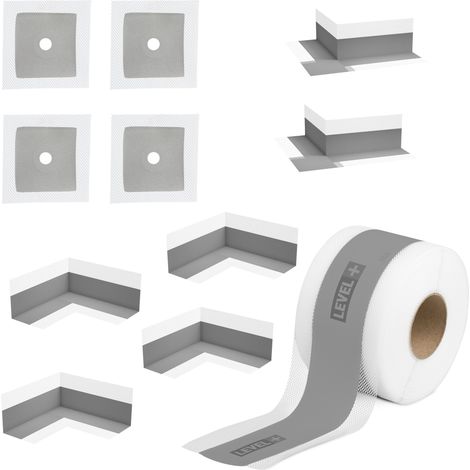 LEVEL+ Bandset Dusche Balkon Dichtband Dichtbahn Duschelement Ecken Profi SET G5 (1/5)