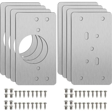 Plaque de réparation pour charnières d'armoire avec trous, 8 supports de réparation avec 48 vis, facile à installer, kit de réparation pour charnières en bois, meubles et étagères