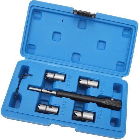 Jeu de 5 fraises de siège d'injecteur diesel, outillage robuste haute dureté, pratique avec clé hexagonale, pour moteurs CDI. (1/5)