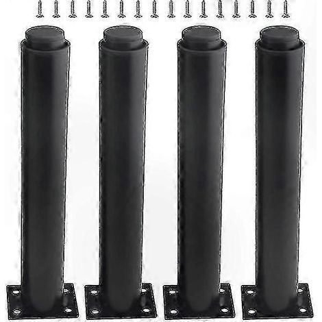 Ensemble de pieds de meubles réglables noirs (4 pièces), usage domestique, hauteur 25-42 cm, construction métallique durable. (1/5)