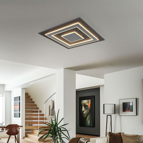 LED Deckenlampe Wohnzimmerlampe Deckenleuchte Panel Aufbau, MDF Kunststoff Metall, 50W 1900lm warmweiß, LxBxH 60x60x4,6 cm