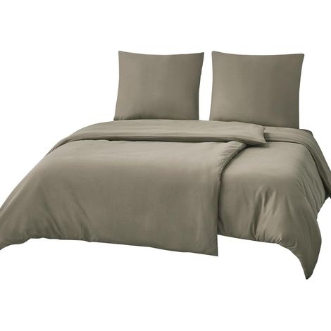 Bettwäsche-Set 135x200cm Taupe 4-teilig Mikrofaser mit Reißverschluss (1/5)
