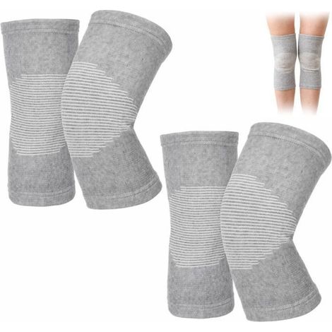 2 Paires Genouillères en Bambou pour Femme Homme avec Compression,Genouillère Arthrose Sport Support pour Genoux,Gris (1/4)