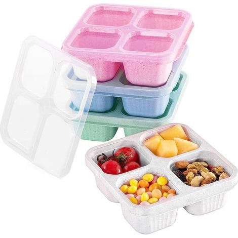 Collations avec séparateurs -4Emballage individuel-Chaque compartiment contient une boîte à goûter.-Couverture transparente