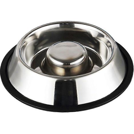 Gamelle anti-glouton en acier inoxydable pour animaux de compagnie : prévient les ballonnements, les indigestions et une alimentation trop rapide chez le chien - Style 1 (1/5)