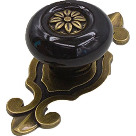 Poignée de tiroir céramique vintage, bouton de porte noir bronze, poignée de meuble pour armoire et placard (1/3)