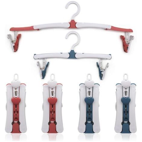 6 Pack Travel Foldable Hangers with Clips, Portable Foldable Travel Hangers, Plastic Collapsible Clothes Hangers, 360 Degree Rotatable, Suitable for Family Travel and Camping (1/5)