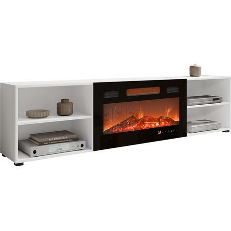 Mueble TV Charlotte 191, Blanco + Negro, Número de puertas: 0, Número de cajones: 0, 200x51x33cm (1/3)