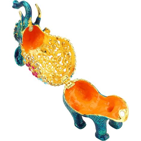 Boîte à Bijoux en émail Motif éléphant, Rangement D'accessoires Fabriqués à la Main pour Bagues et Boucles D'oreilles, Idéale pour les Anniversaires et les Vacances 4,33 X 2,83 X 2,20 (1/5)