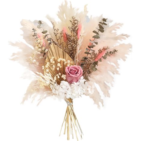Premium-Trockenblumenstrauß: eine Mischung aus echten und konservierten Blumen aus der Pampa-Region – Schilf und Rosen [Fertigprodukt] [001] (1/2)