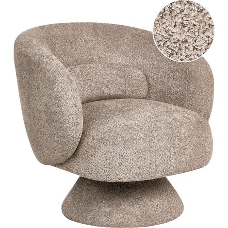 Sillón giratorio tapizado de bouclé estilo retro con cojín sala de estar beige Lieksa (1/5)