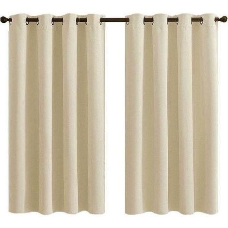 Ensemble de 2 Panneaux de Rideaux Courts à Oeillets - Occultant Isolant Thermique Couleur Taupe - pour Chambre ou Salle de Bain 28x36 Pouces (K30)