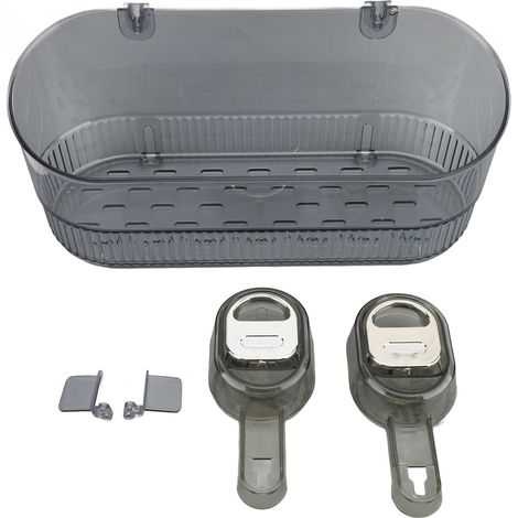 Jabonera multifuncional con ventosa, repelente al agua, de plástico, con drenaje eficiente, organizador para ducha y baño con ventosa, color gris transparente. (1/5)
