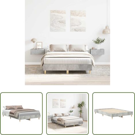 vidaXL Cadre de lit bois -  Cadre de lit sans matelas gris béton 120x200 cm bois ingénierie (1/5)