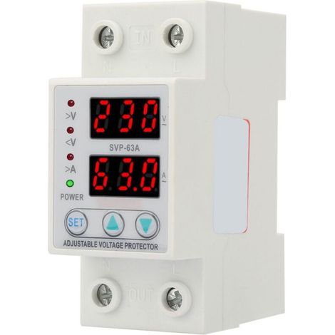 Protecteur de courant de tension réglable monophasé à double affichage LED AC230V 63A (1/4)