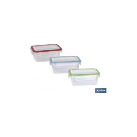 Fiambrera azul rectangular con junta bi-materia modelo yuba 1 l