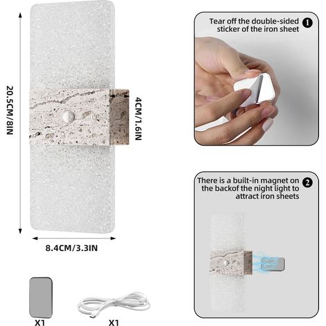 Éclairage Mural Détecteur de Mouvement Sans Fil Rechargeable - Rectangle Pierre Jaune