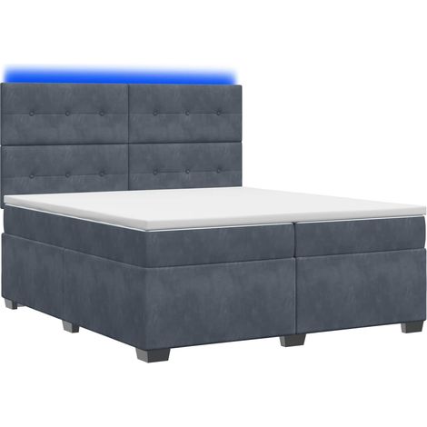 Maison Exclusive - Letto box spring con materasso Grigio Scuro 200 x 200 cm (1/5)