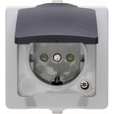 Prise 2P+T avec clapet Kopp 107856005 Nautic gris S559691 (1/4)