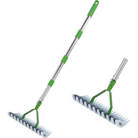 SJLERST Rateau Scarificateur, Scarificateur Manuel, Scarificateur Gazon Manuel avec Manche 170 cm, Râteau De Scarification, Peigne à Gazon Polyvalent pour Désherber, Fertiliser Lawn