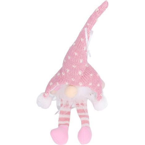 LED-gestrickte Waldmann-Puppe, gesichtsloser Weihnachtsbaumschmuck, beleuchtet mit eingebauter Batterie, rosa YV0036702 (1/5)