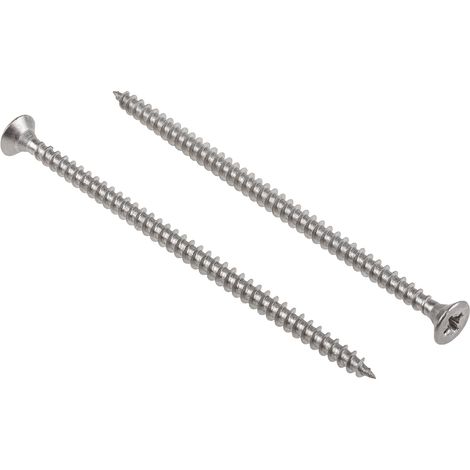 Vis à bois, 5mm, tête Fraisée 100mm, en Acier Inoxydable A2 304 ( Prix pour Sachet de 100 )