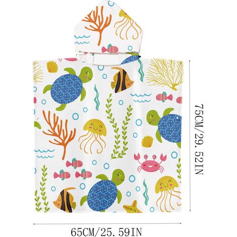 Serviette De Bain Enfants À Capuche - Serviette Microfibre Légère Et Rapide Séchage Pour Plage Piscine Spa - 65 x 75 cm - 1 Pièce