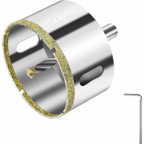 Scie Cloche Diamant 68 mm, Foret Diamant avec Foret Guidage Central, Scie Cloche Carrelage avec Revêtement de Surface en Diamant pour Coupe de Verre, Carrelage, Céramique, Marbre, Calcaire,- Lefou (1/5)