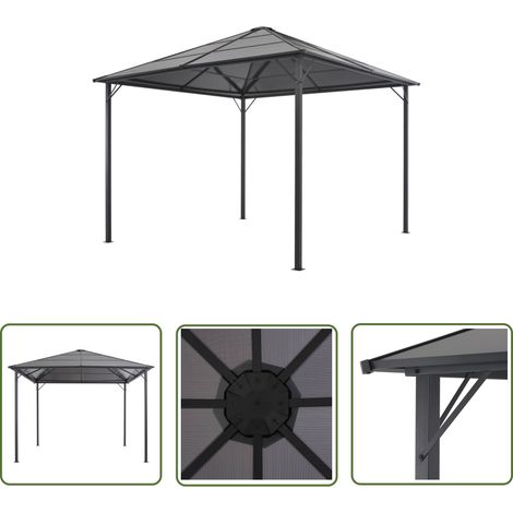 The Living Store Tonnelle avec toit Aluminium 3x3 m Anthracite - Tente Extérieure - Abri Solaire - Parasol - Tonnelle Pliable - Structure Extérieure (1/5)