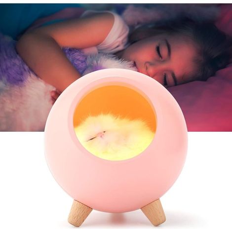 Veilleuse Enfant LED, Lampe de Chevet Tactile Rechargeable, Lampe Chat Cadeau pour Femme Enceinte, Enfant, bébé, Rose-Fei Yu (1/4)