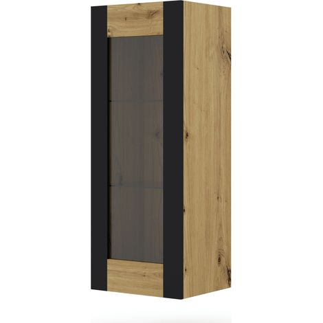 VETRINA CREDENZA MADIE QUERCIA CON CORNICI NERE 125X48X40CM MONDI (1/5)